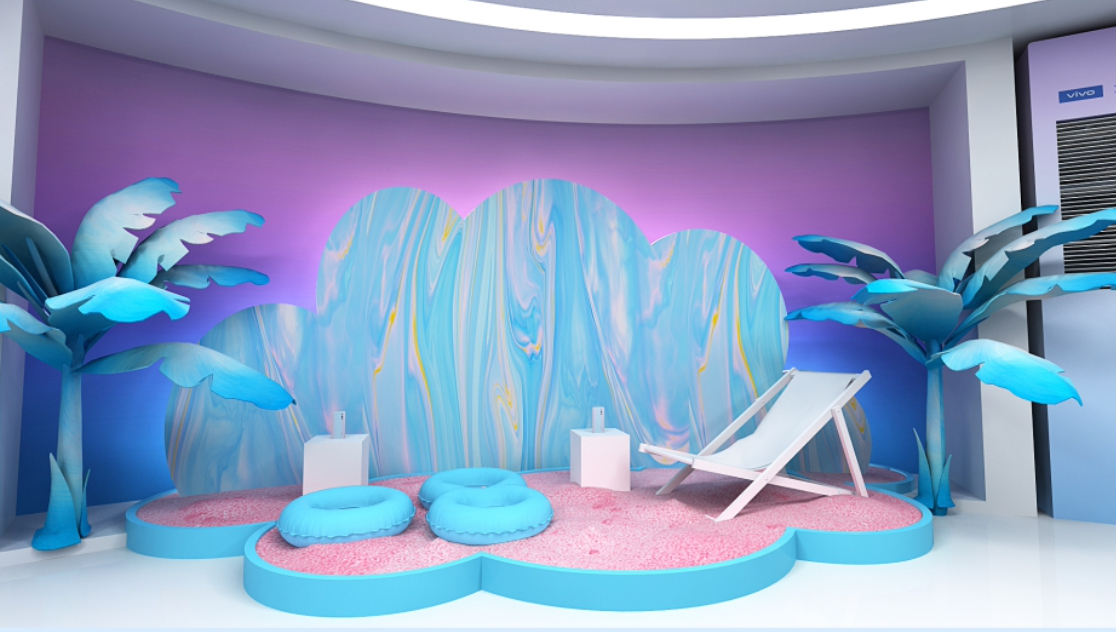 手机快闪店活动请了雪糕姑娘给你解解暑，满满都是幻彩冰爽 美陈网站 美陈前沿 