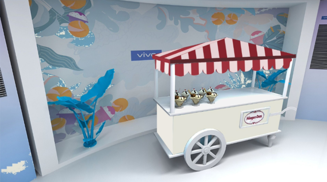 手机快闪店活动请了雪糕姑娘给你解解暑，满满都是幻彩冰爽 美陈网站 美陈前沿 