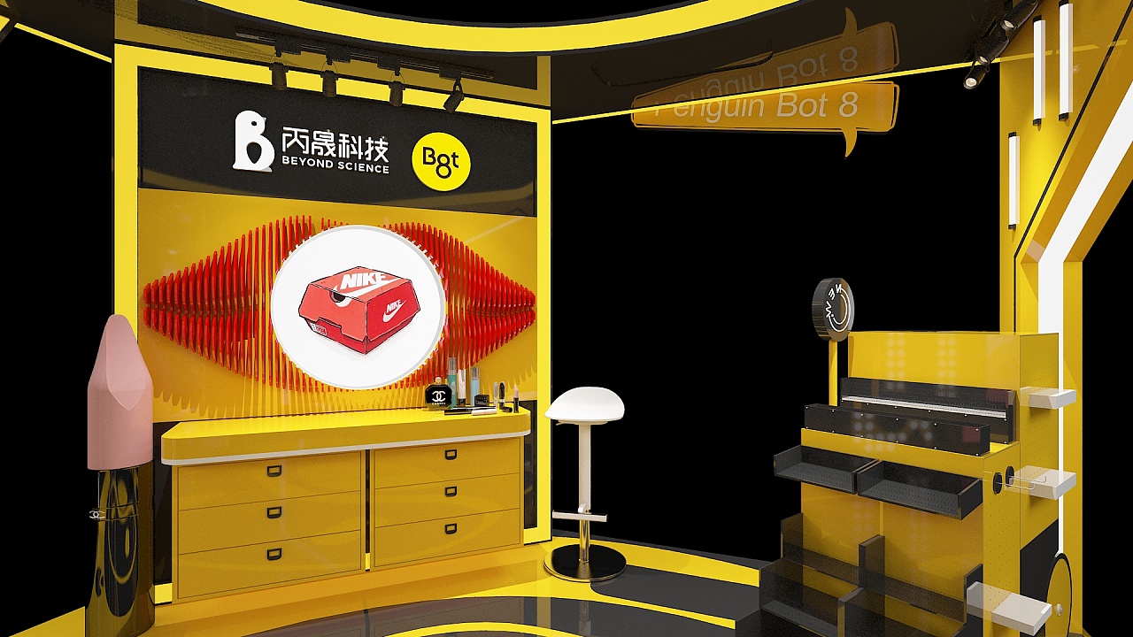 彩妆活动路演快闪店店面3d效果图设计