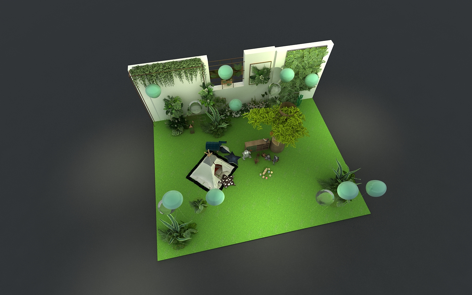 商场中庭造景美陈网红打卡点直播间3d效果图设计制作