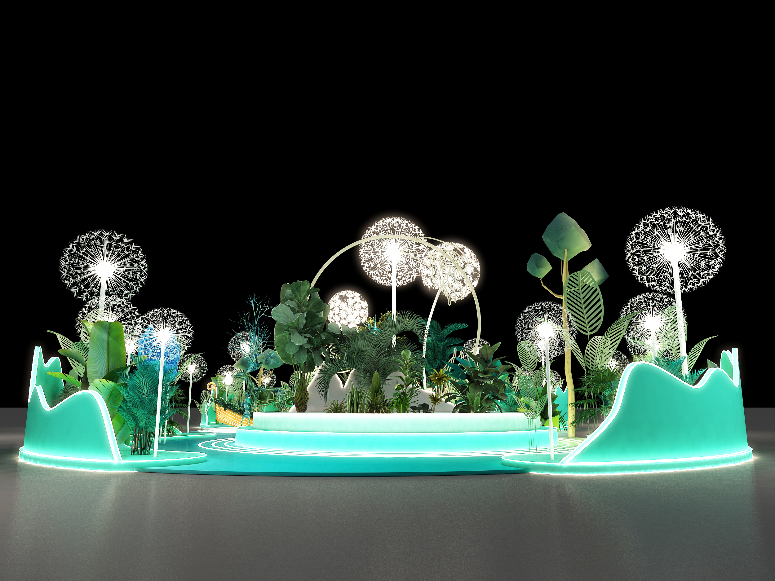 3D效果图▪绿色森林美陈设计拍照打卡点