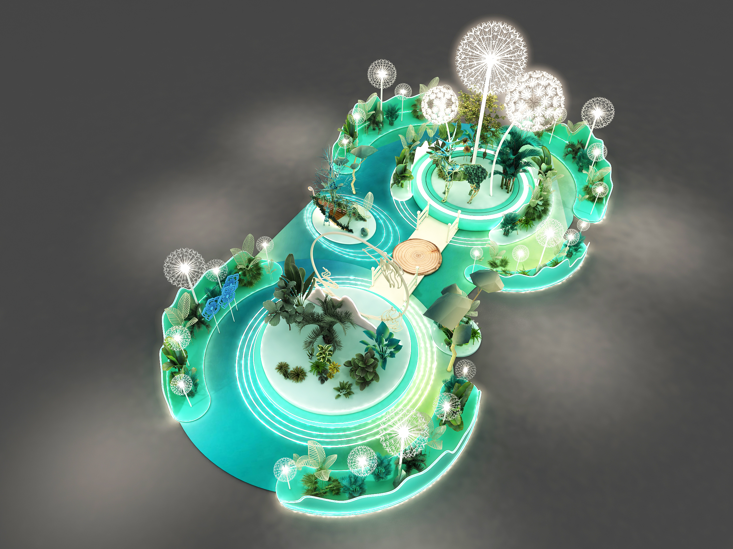 3D效果图▪绿色森林美陈设计拍照打卡点