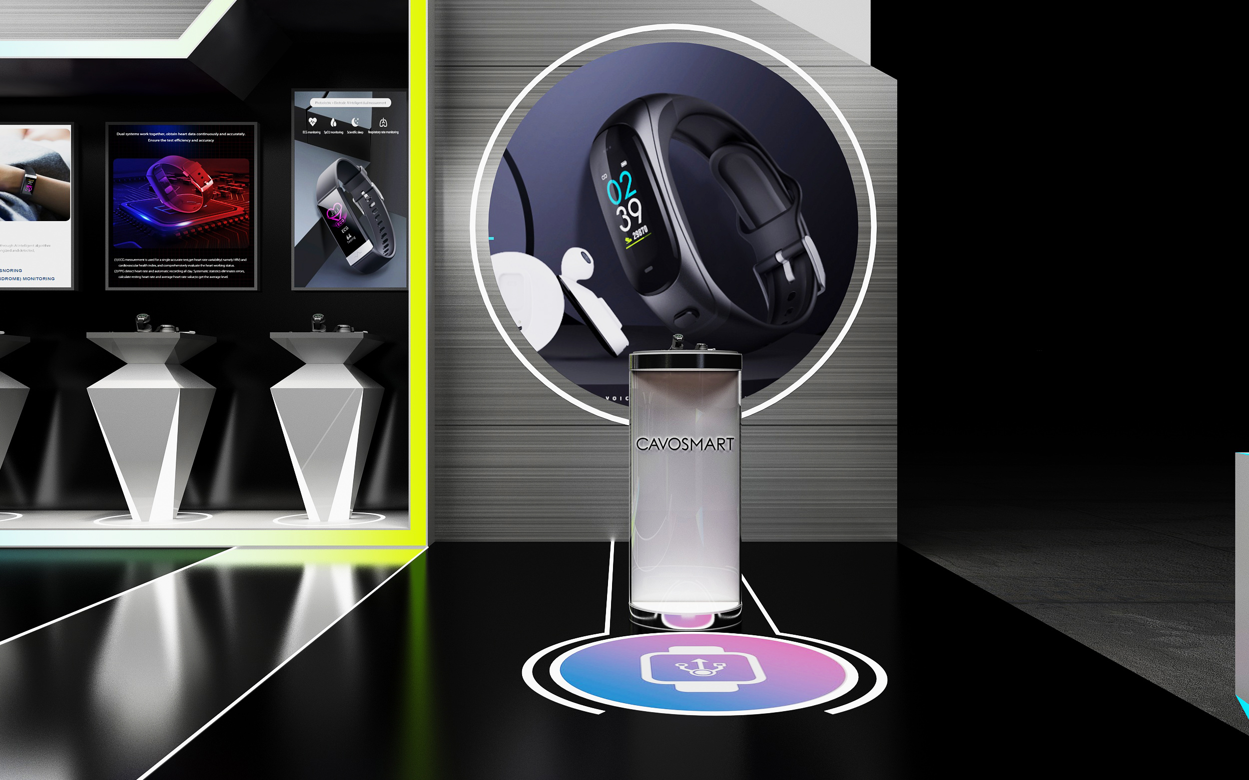 3D效果图▪运动手环手表展会展厅设计