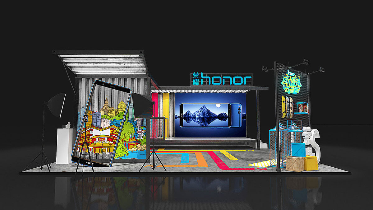 荣耀手机快闪店策划够个性了吧，可这视觉焦点感觉更像是你