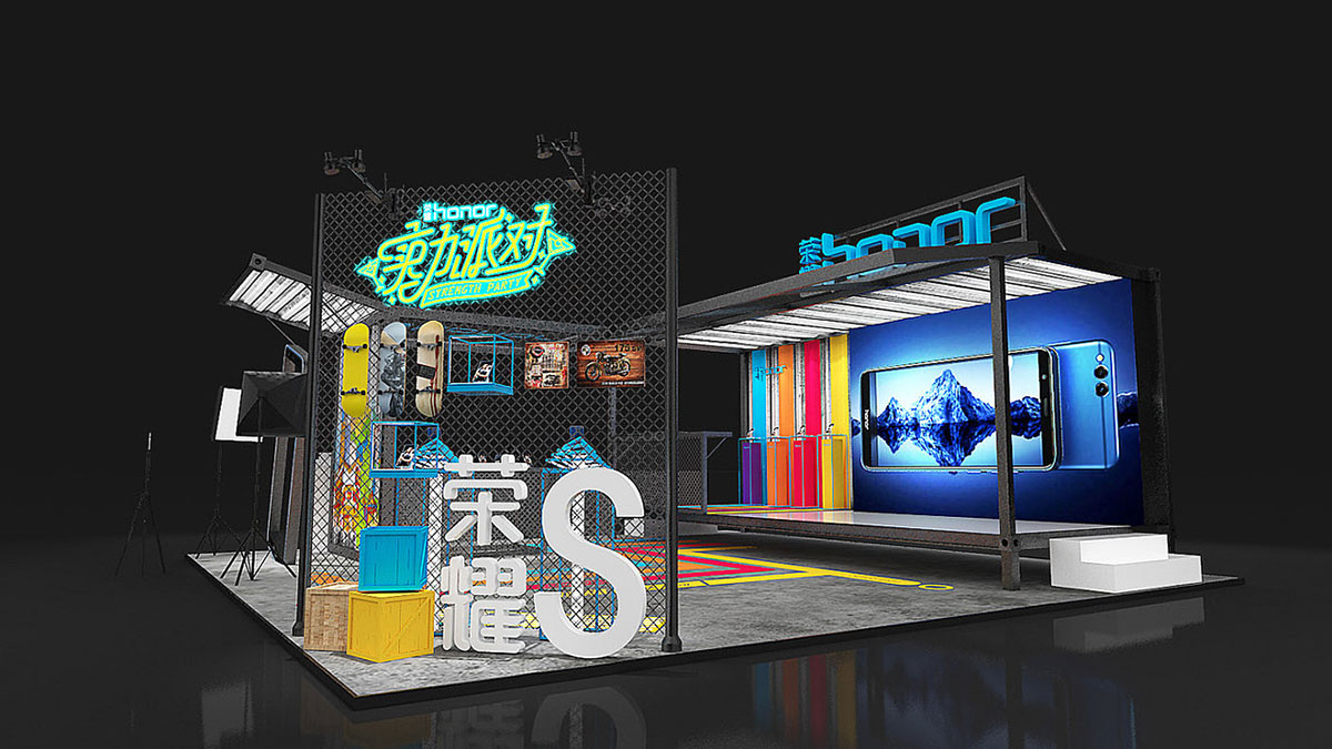 荣耀手机快闪店策划够个性了吧，可这视觉焦点感觉更像是你