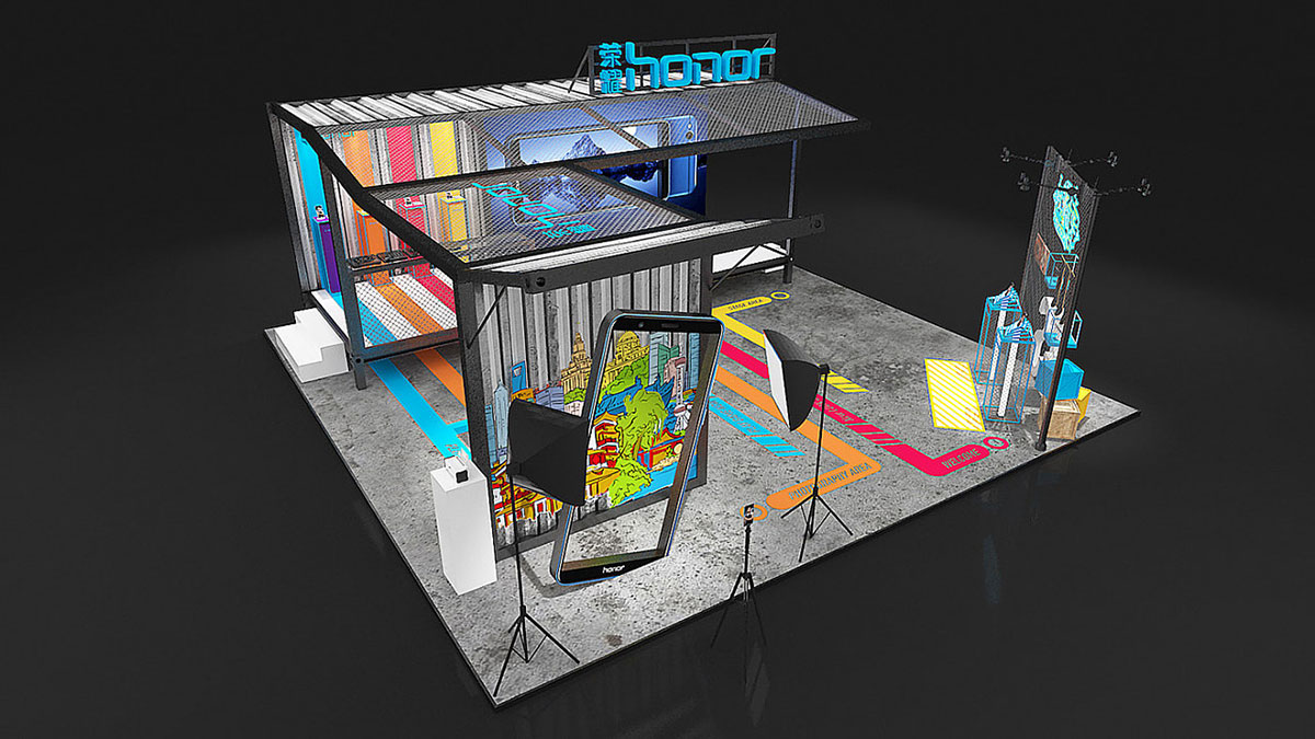 荣耀手机快闪店策划够个性了吧，可这视觉焦点感觉更像是你