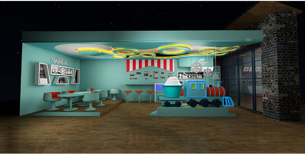 小火车送雪糕来咯：雪糕快闪店颜色清新氛围很温馨