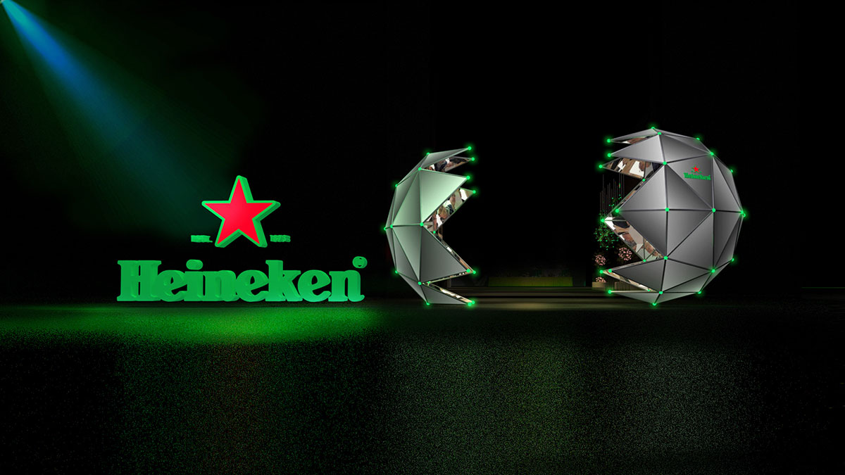 喜力啤酒的这个展览展示设计宇宙星球即视感有点强哦