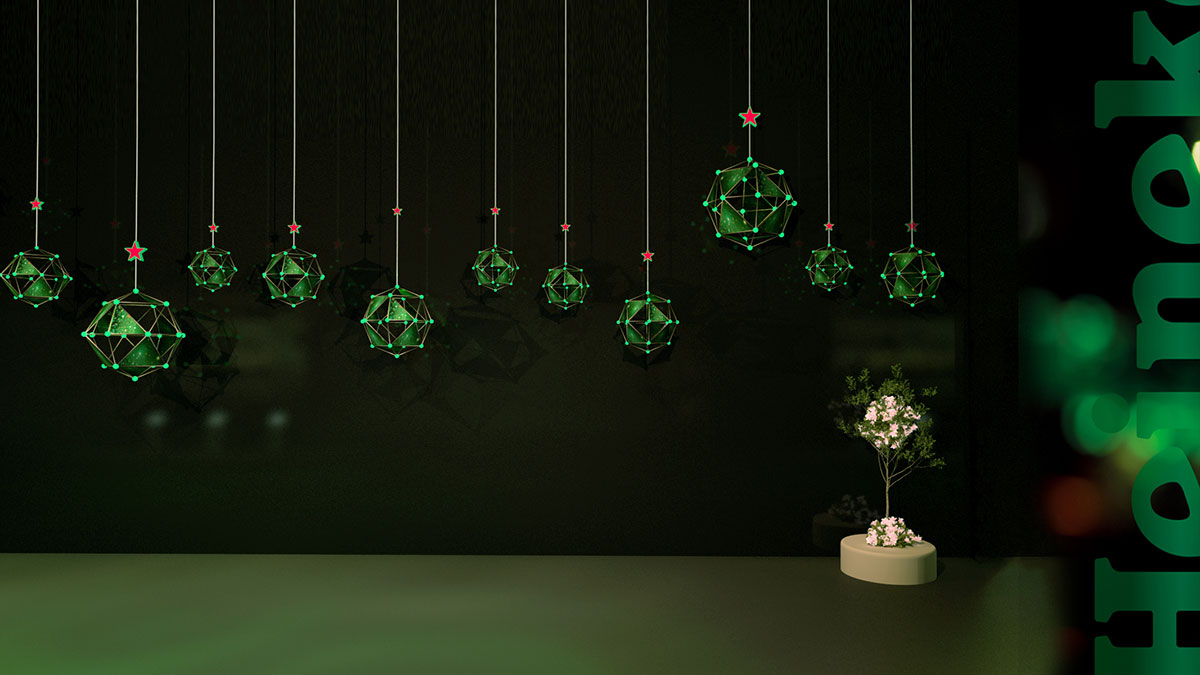 喜力啤酒的这个展览展示设计宇宙星球即视感有点强哦