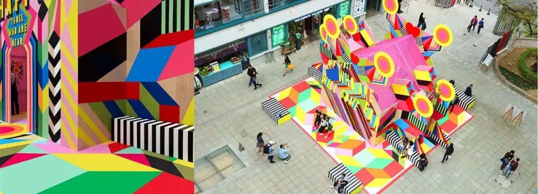 色彩斑斓的快闪店展览活动灵动了整个区域，也带来了意想不到的惊喜