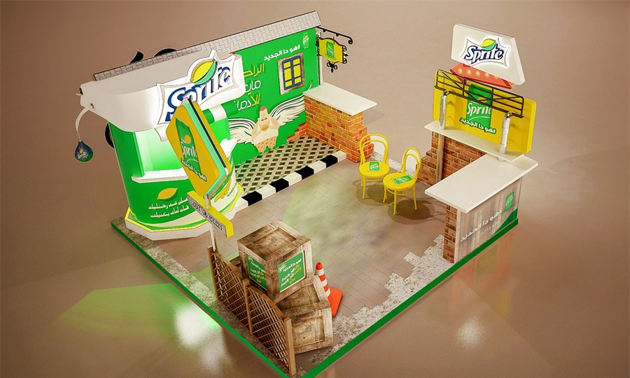 雪碧街头体验快闪店活动策划的做旧设计风格蛮有感觉的