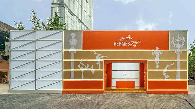 爱马仕居然开了间健身主题的快闪店，开幕式活动策划的布置也很方便