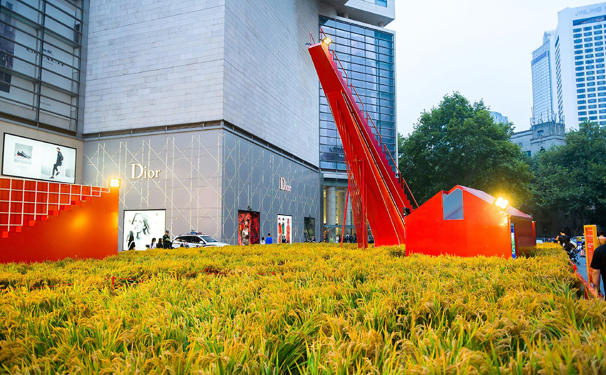 这是近期最喜欢的展览活动美陈了,金色稻浪诠释了丰收了!