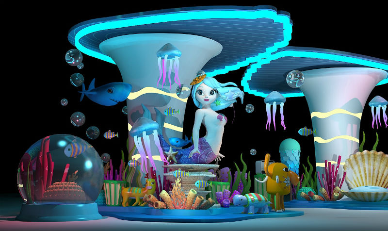 海底世界的美陈展览活动设计打造出来的海洋场景迷醉了心灵