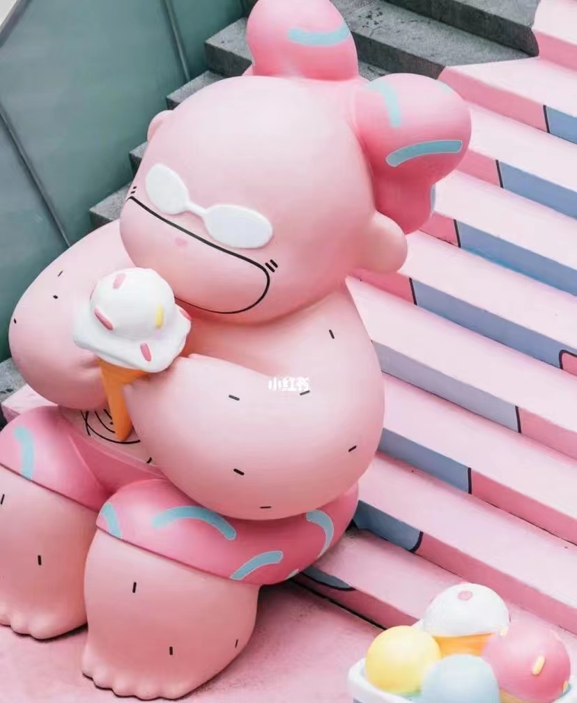 巨型粉小胖空降房山天街「圈粉派对」活动策划现场，超粉超梦幻