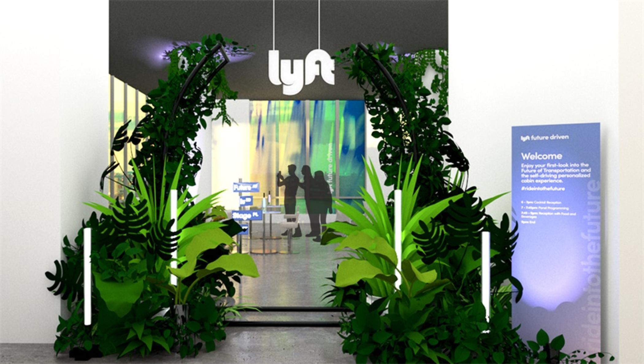 来福车网约车新闻发布会活动策划的自拍背景设计成汽车内部展示装置