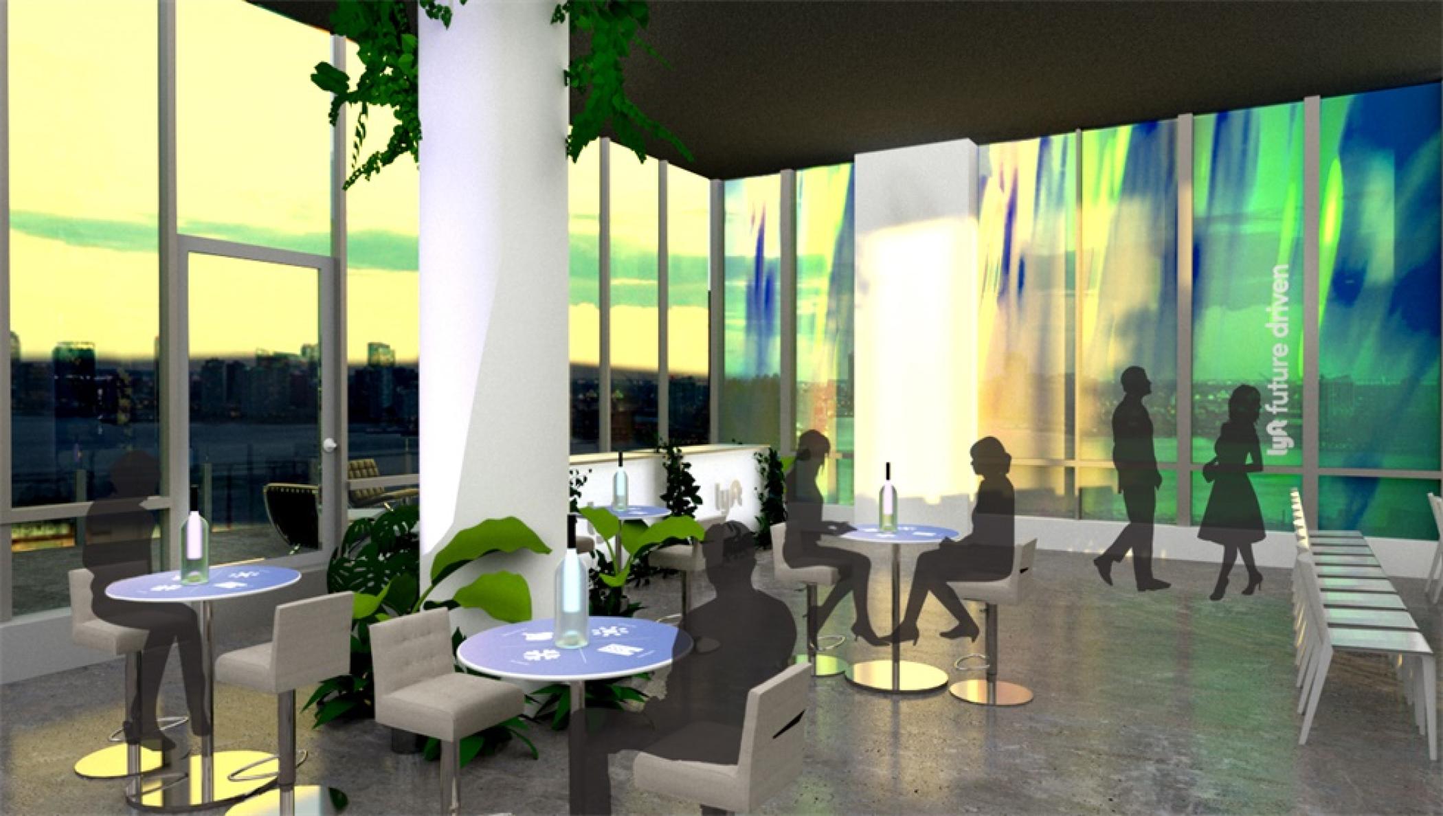 来福车网约车新闻发布会活动策划的自拍背景设计成汽车内部展示装置