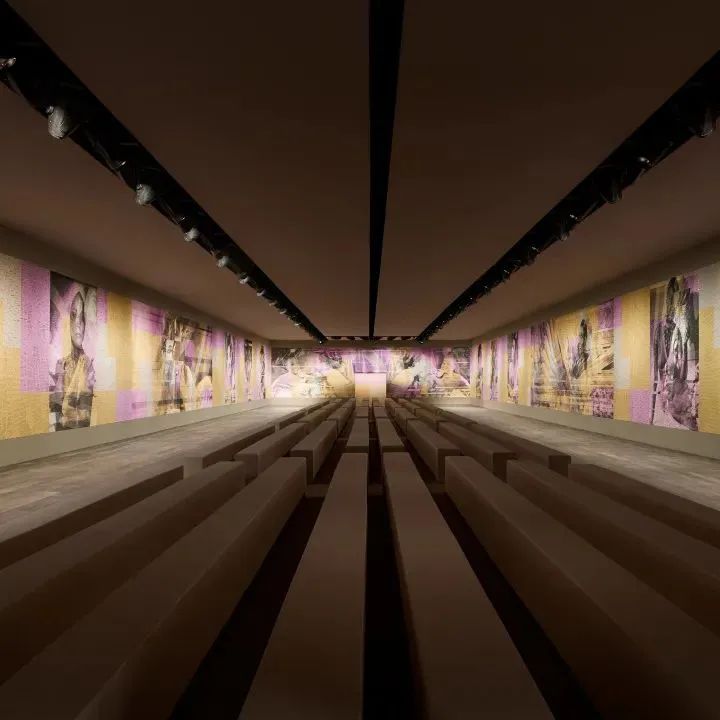 迪奥2023春夏高订秀活动策划现场的墙壁肖像画是一大亮点