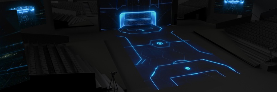 阿迪的全球品牌大会活动把舞台策划成多媒体空间，投影映射技术真厉害