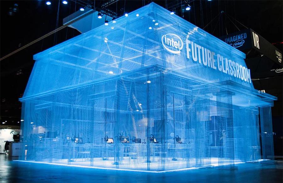 英特尔“虚拟教室”铁丝网格展览活动，VR的虚拟与现实