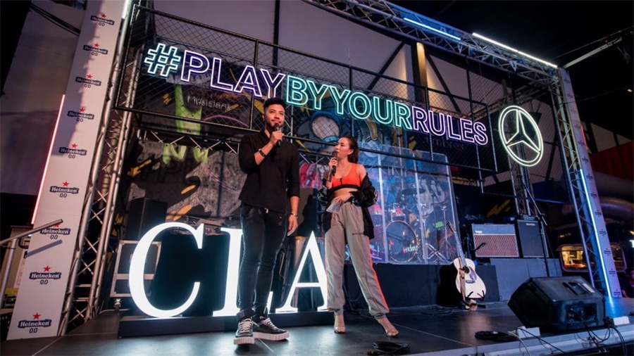 奔驰CLA发布派对活动策划现场设计成涂鸦装置的小贩风格自由市场