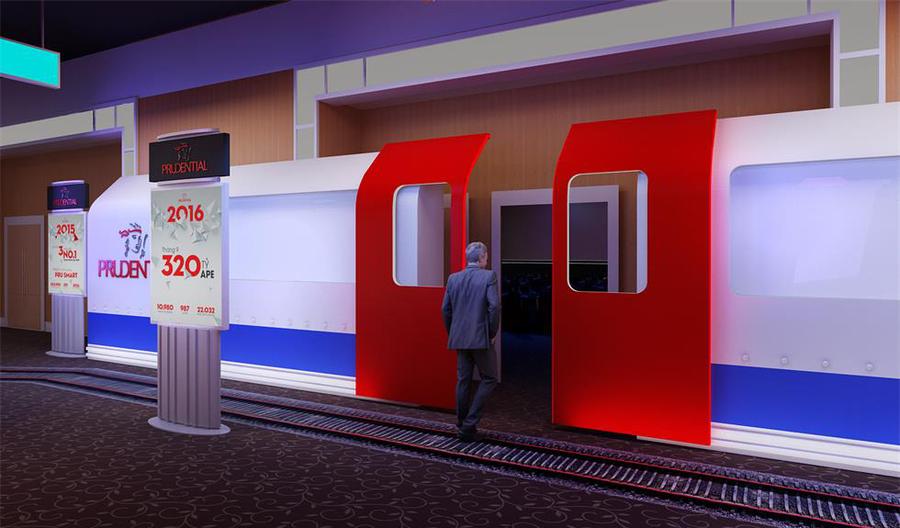 年会活动与发布会活动同步进行，仅用火车站月台作为主体视觉阐释