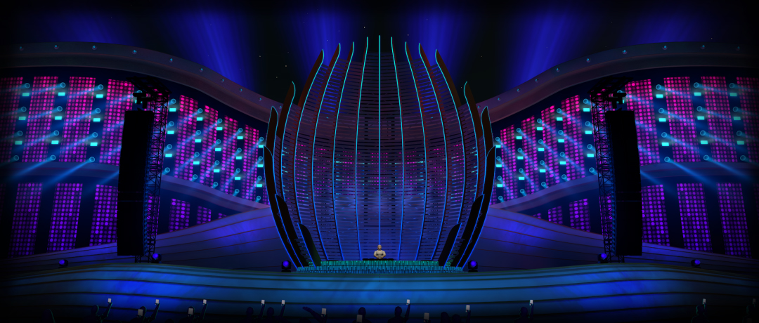 EDC电音节活动策划的舞台正中的花朵仿佛散发着神秘花香